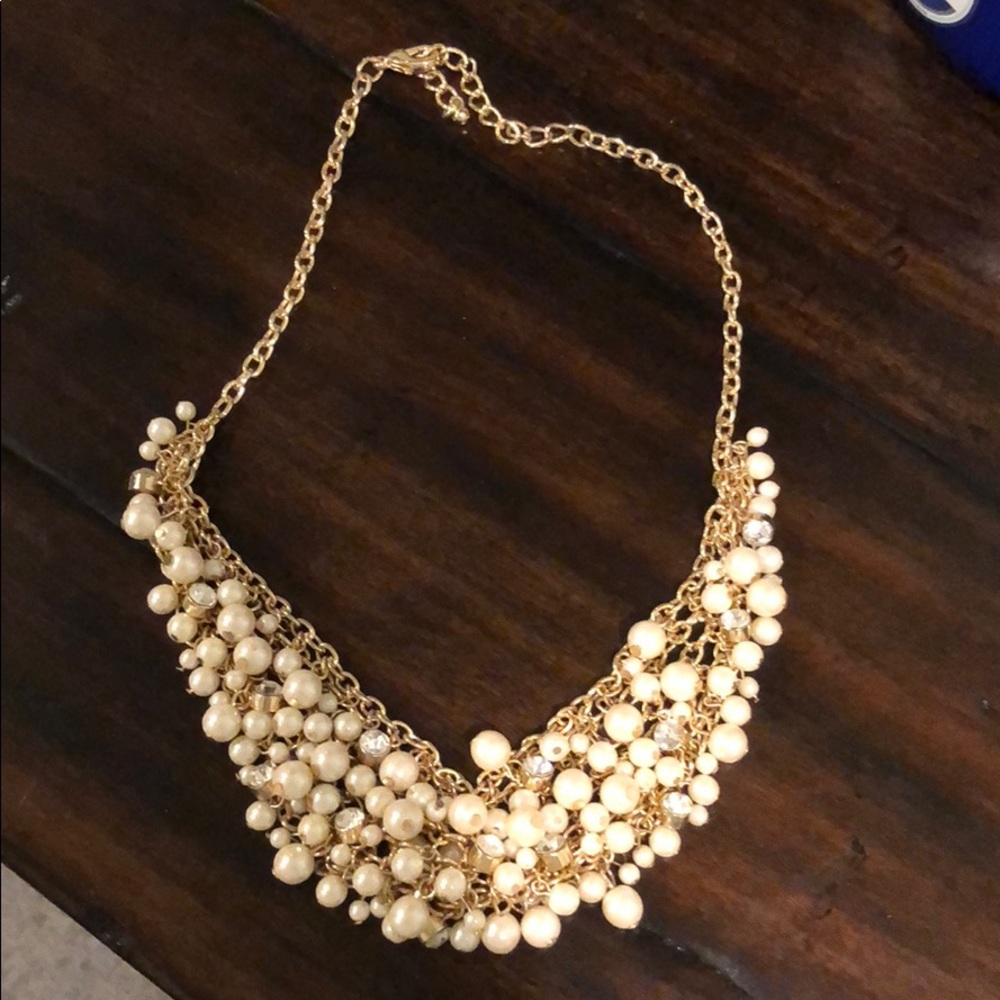 Pearl and crystal statement necklace